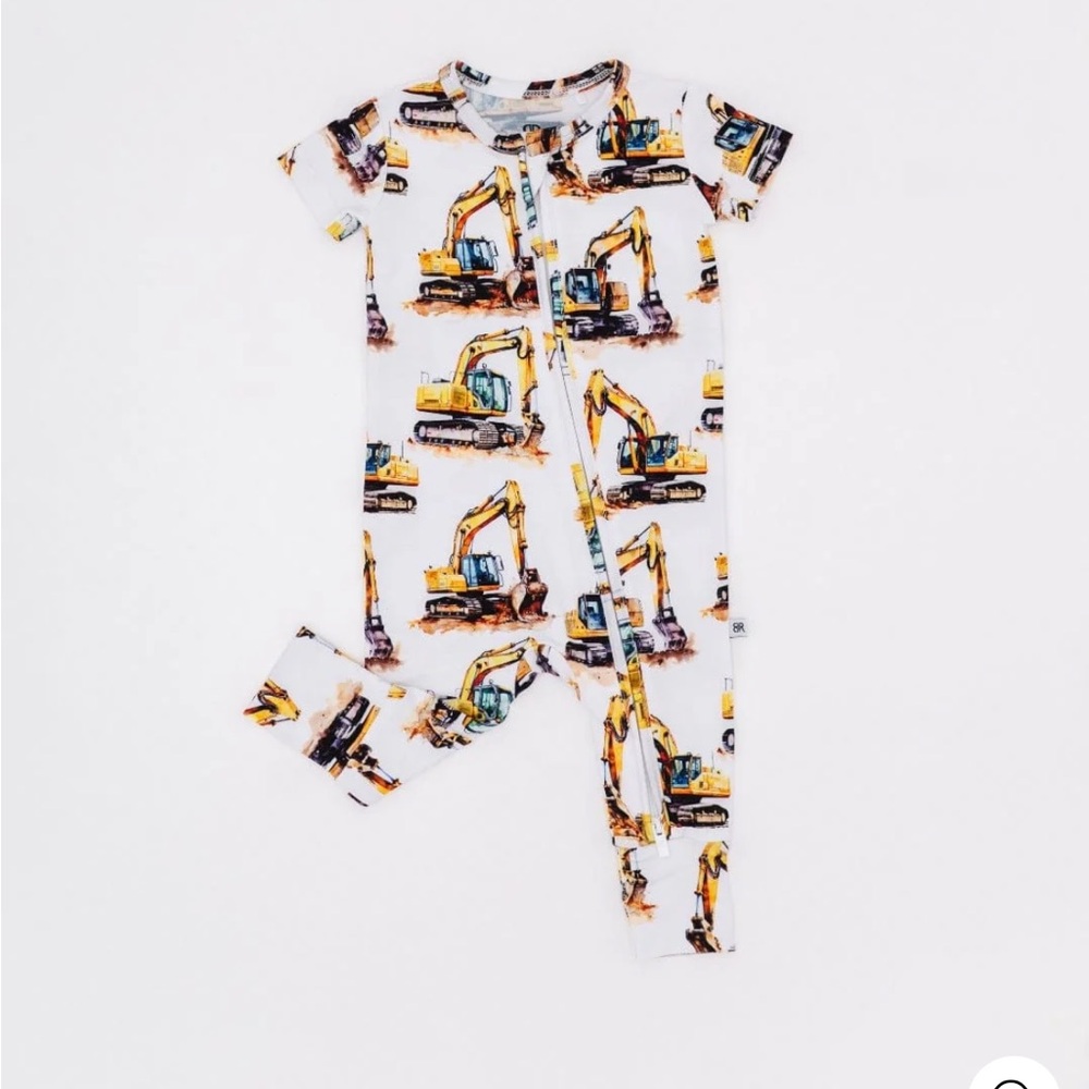 Construction Print Short Sleeve Bamboo Romper
